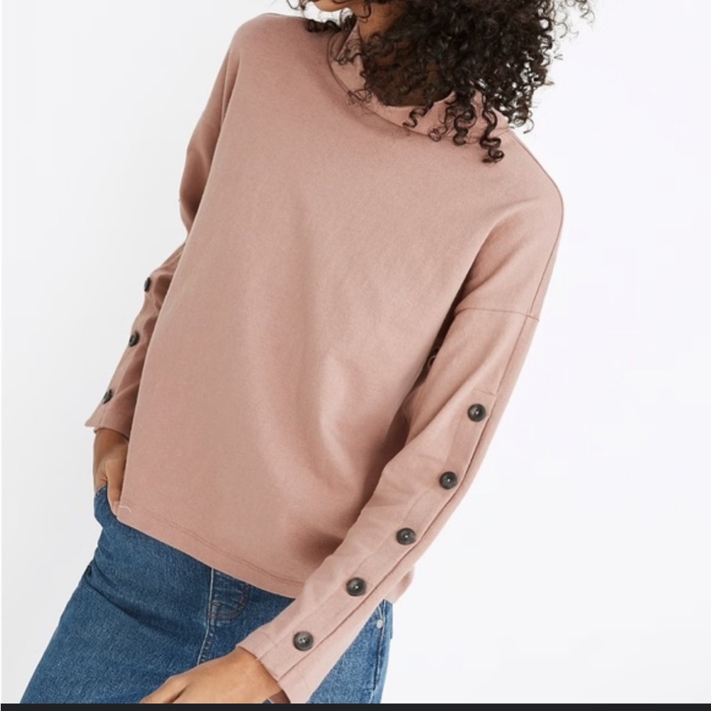 Madewell Button-Sleeve Turtleneck Top mauve size XSmall - Picture 1 of 4